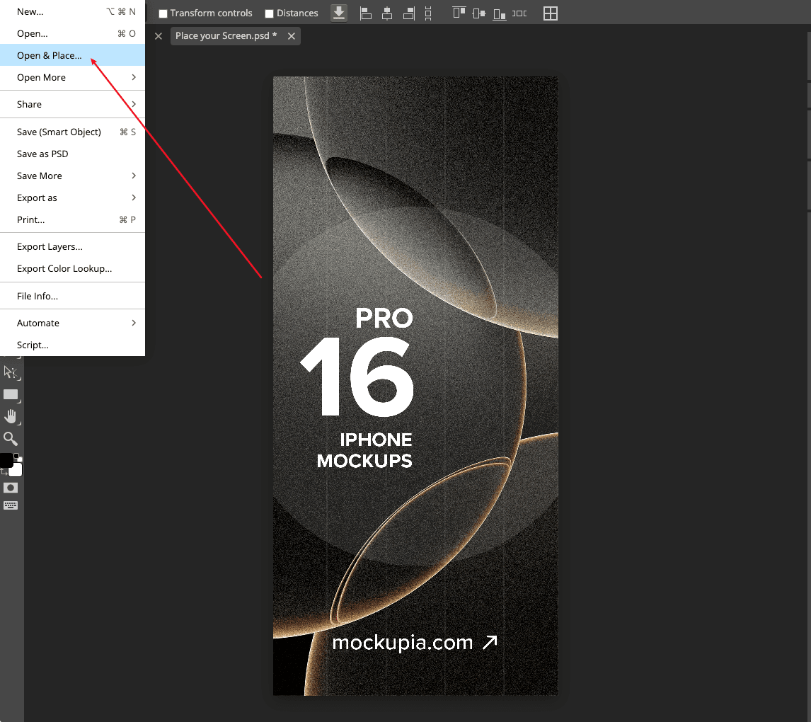 Place design on Photopea