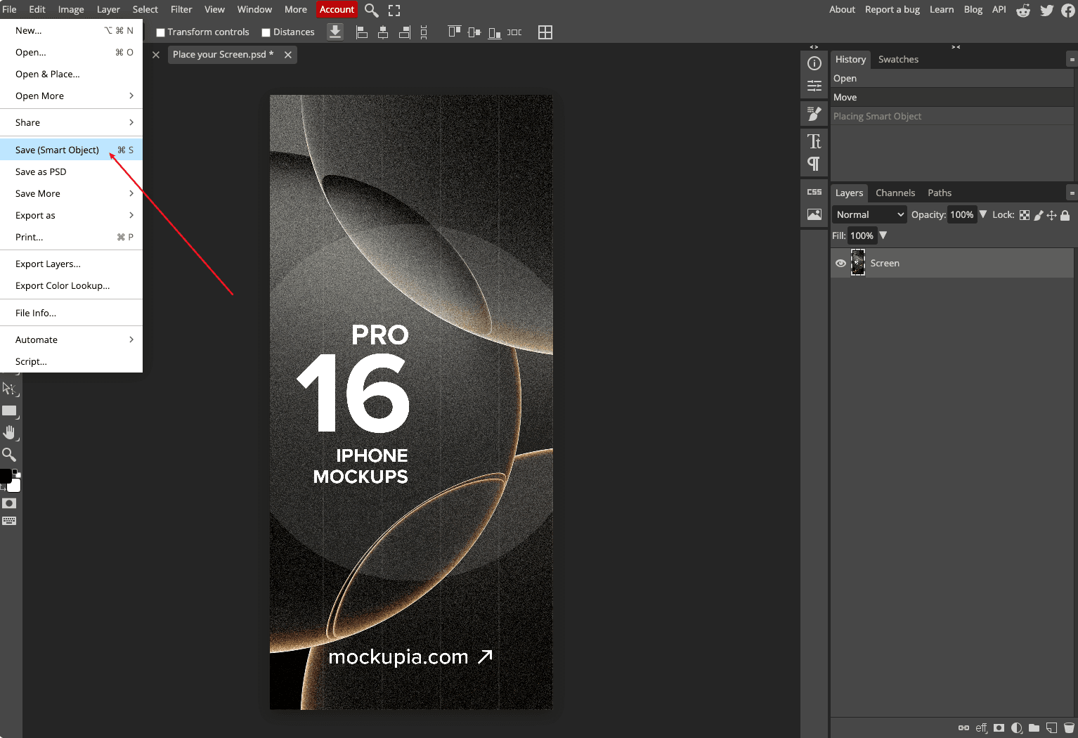 Save Mockup Photopea